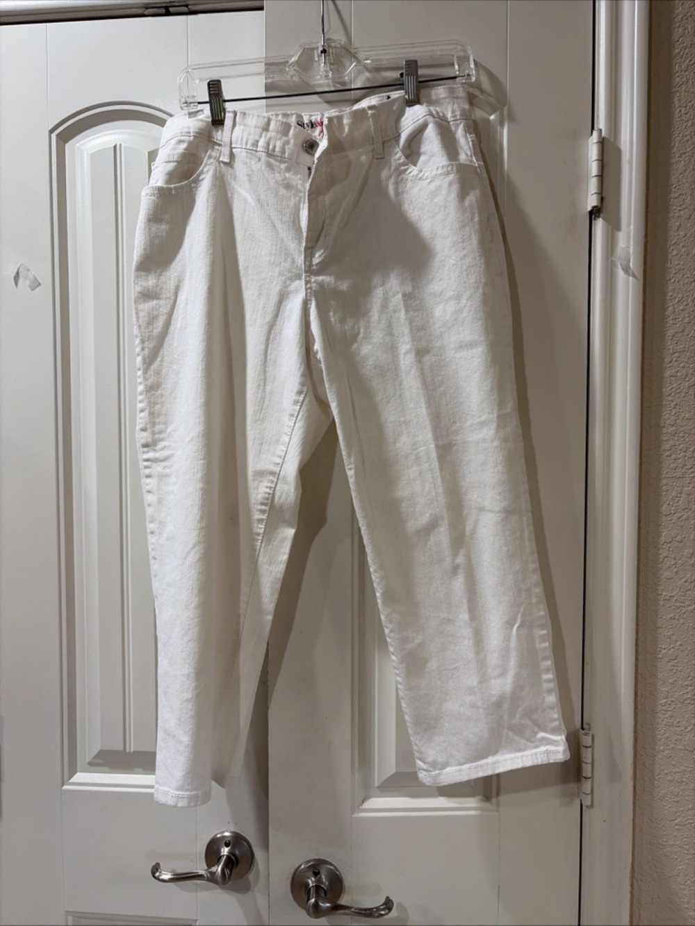 Style & Co. White Curvy-Fit Jeans Waistband Detail